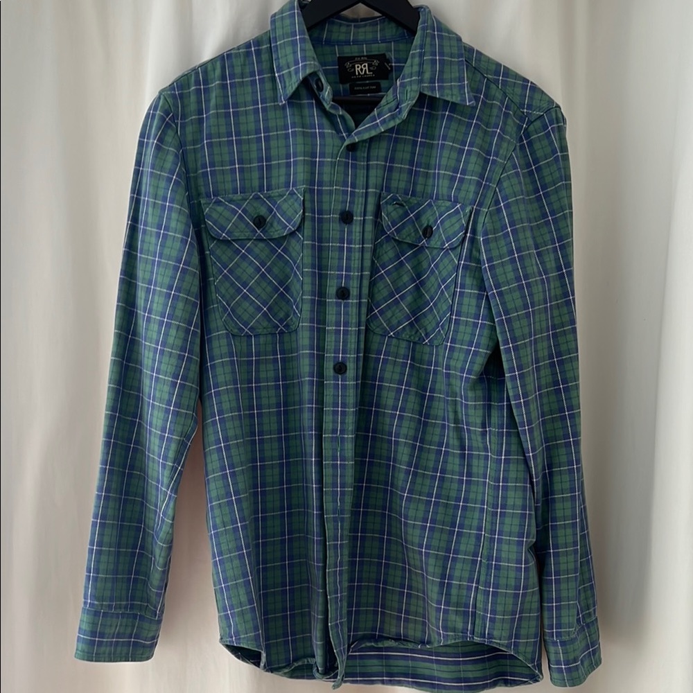 Ralph Lauren Double RL Green and Blue Plaid Button-Down Shirt